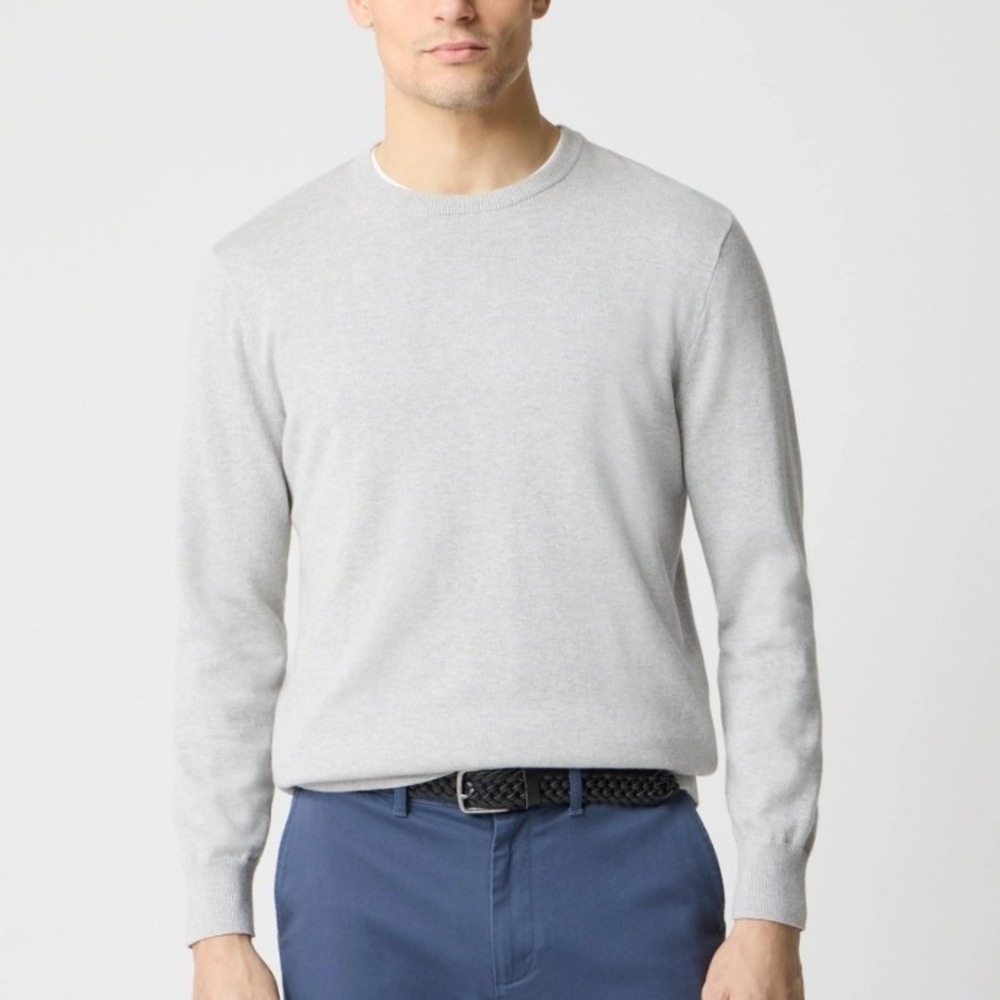 J.CREW Men's Heather Grey 100% Cotton Crew Neck Sweater-Tee - XL